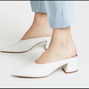 VINCE Block Heel Pointy Toe Mules